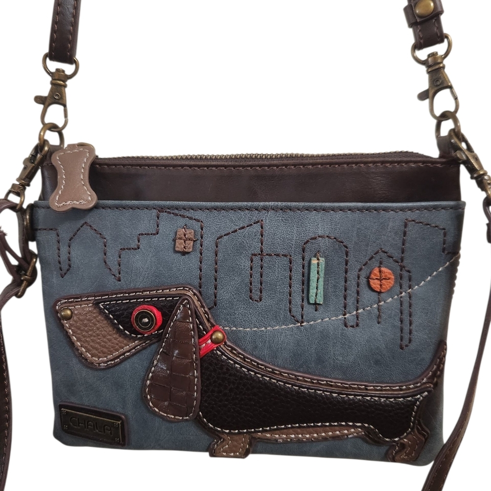 Chala Blue Dachshund Crossbody Bag